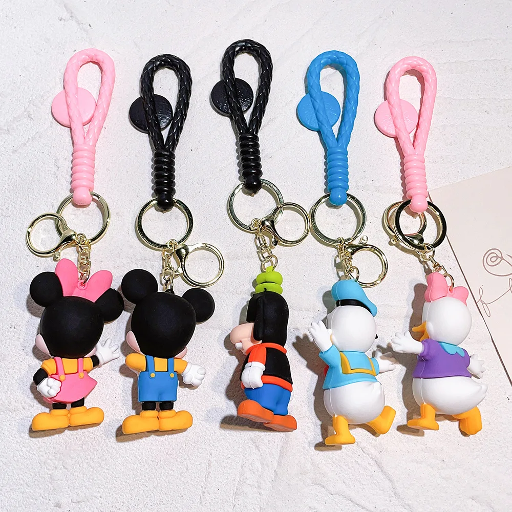 Disney Cartoon Mickey Mouse Keychain Minnie Donald Duck Daisy Cute Keyring Couple Bag Ornament Pendant Girls Charm Xmas Gift