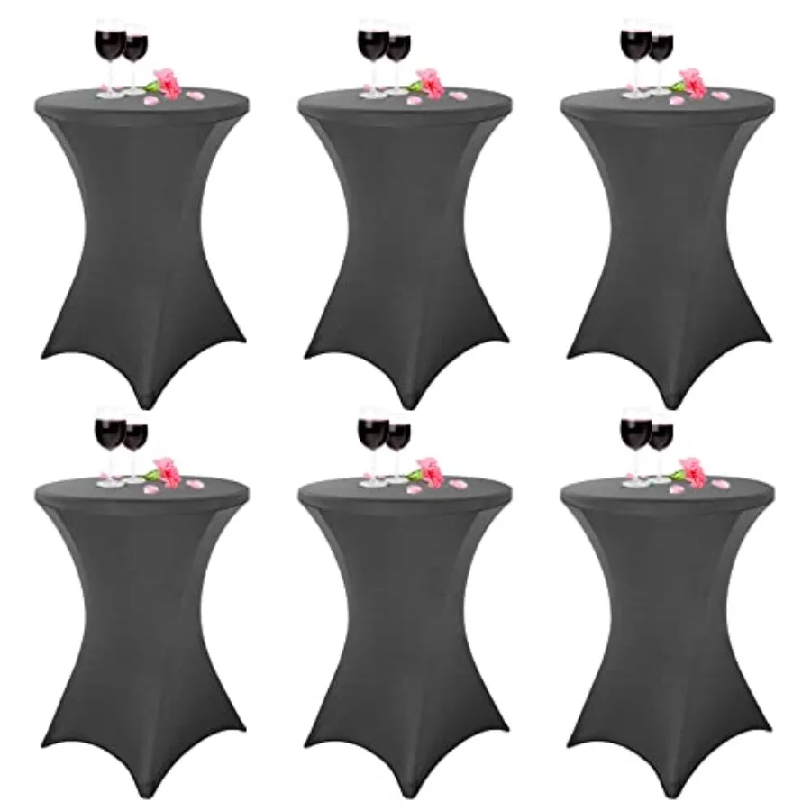 

6 Pack Cocktail Spandex Stretch Square Corners Tablecloth 32"x43" Fitted High Top Table, Cocktail Round Tablecloth Table Cover