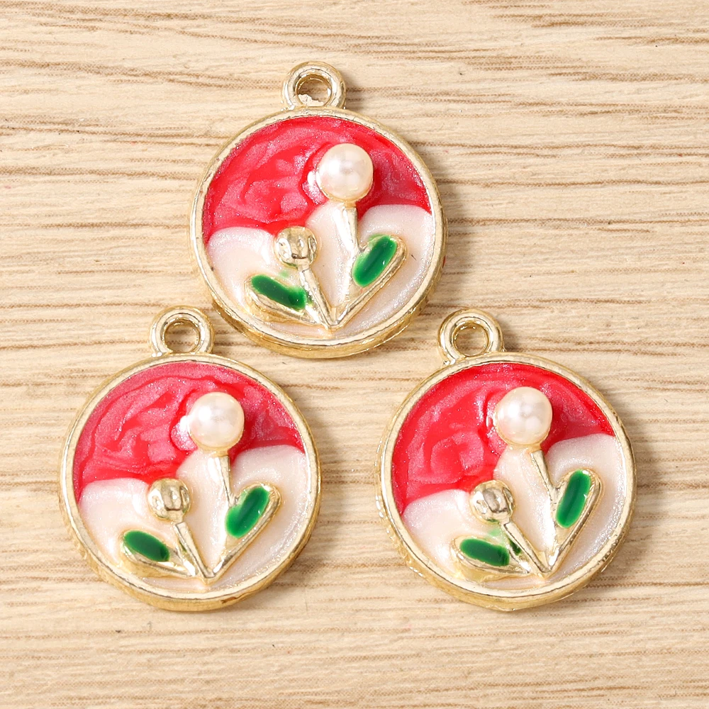 Tusember 10 Stück Emaille Mode Schöne Ölgemälde Perlen Schmetterling Blumen Anhänger Schmuckherstellung Zubehör – Detail 13