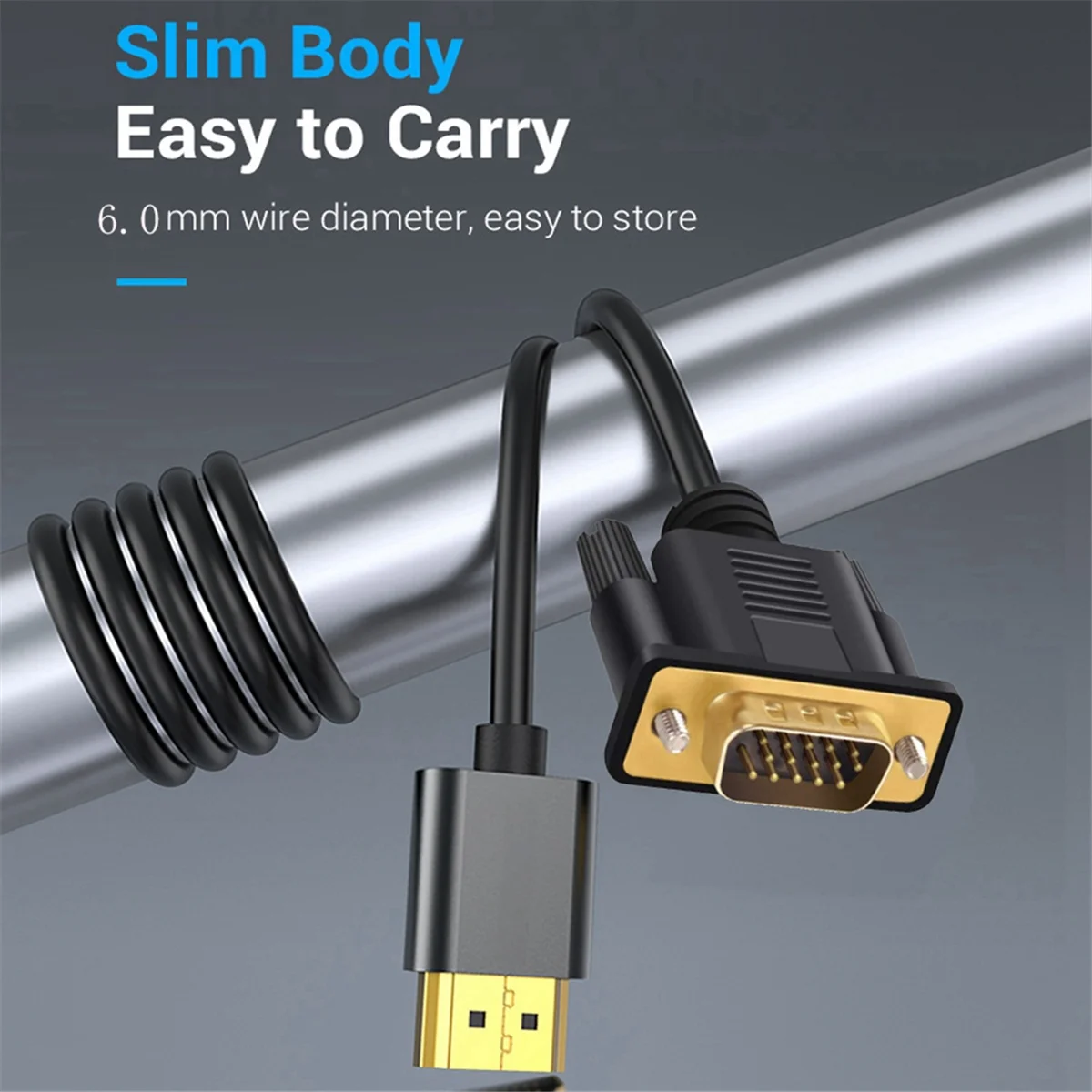 -Compatible to VGA Converter Cable 1080P Gold Plated for PC, Laptop, Switch, TV Box 1M Long Video Cord