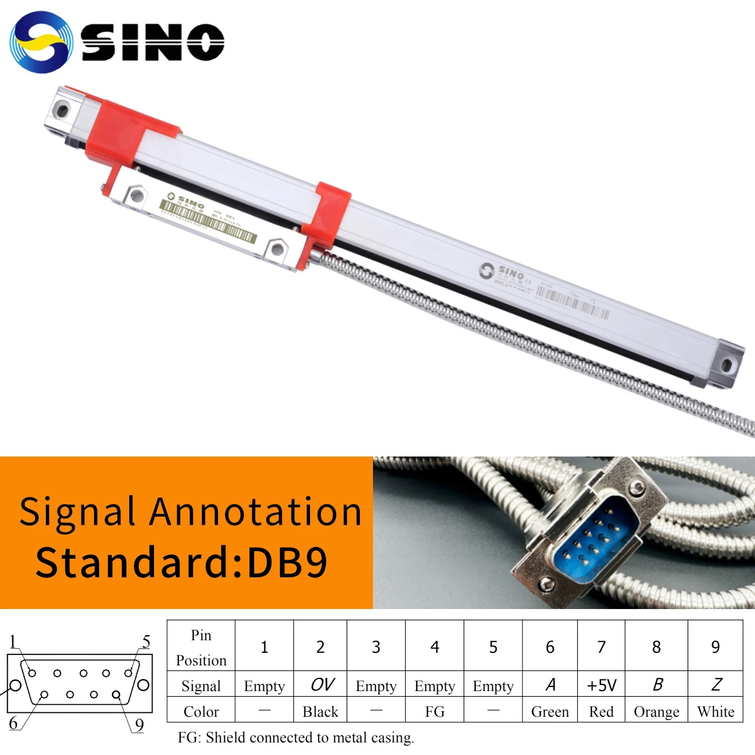 SINO KA200 Mini Size Linear Scale 5μm Accuracy 5V TTL Optical Ruler Length 30-200mm Lathe Grinder Precision Measuring Tool for