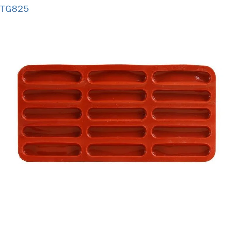 【AN】15 Hole Silicone Chocolate Bar Mold Long Strip Finger Biscuit Mould Round Strip Mousse French Dessert Cake Mold