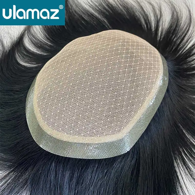 Peruca realista de seda peruca para homens, perucas do sistema do cabelo do laço, cabelo humano, prótese de cabelo masculino, peruca asiática, peruca natural