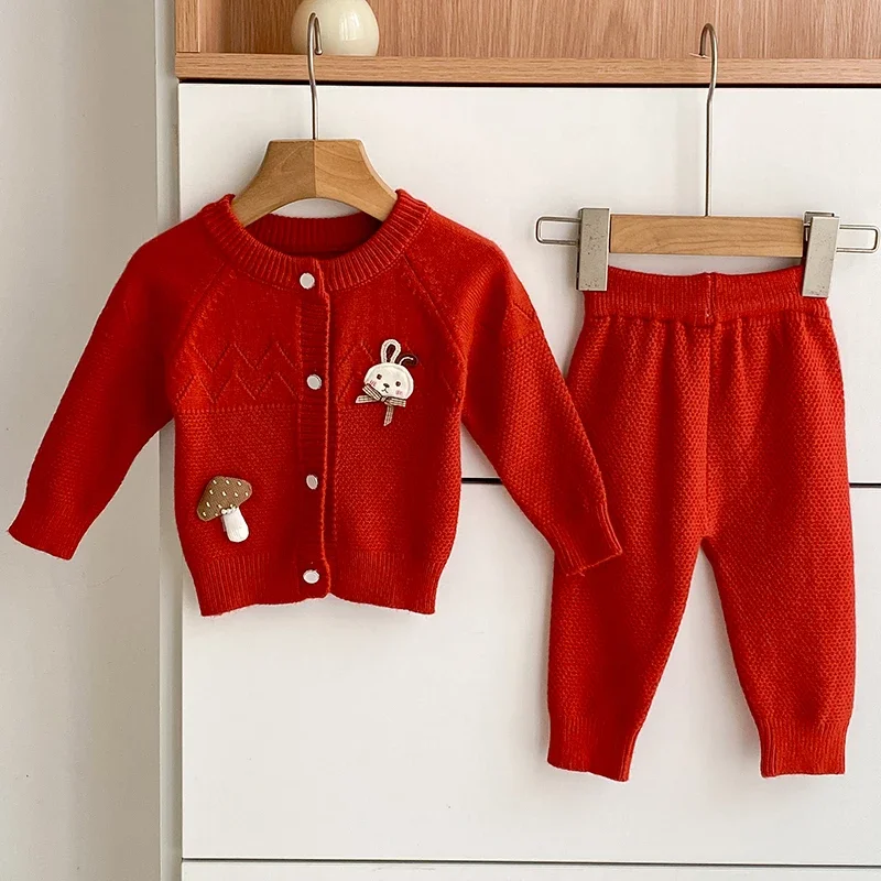 

Autumn Christmas Clothes Baby Girls Winter Knit Sets Kids Sweater Top+Pants 2Pcs Outfits Girls Warm Suits Infant Casual Clothing