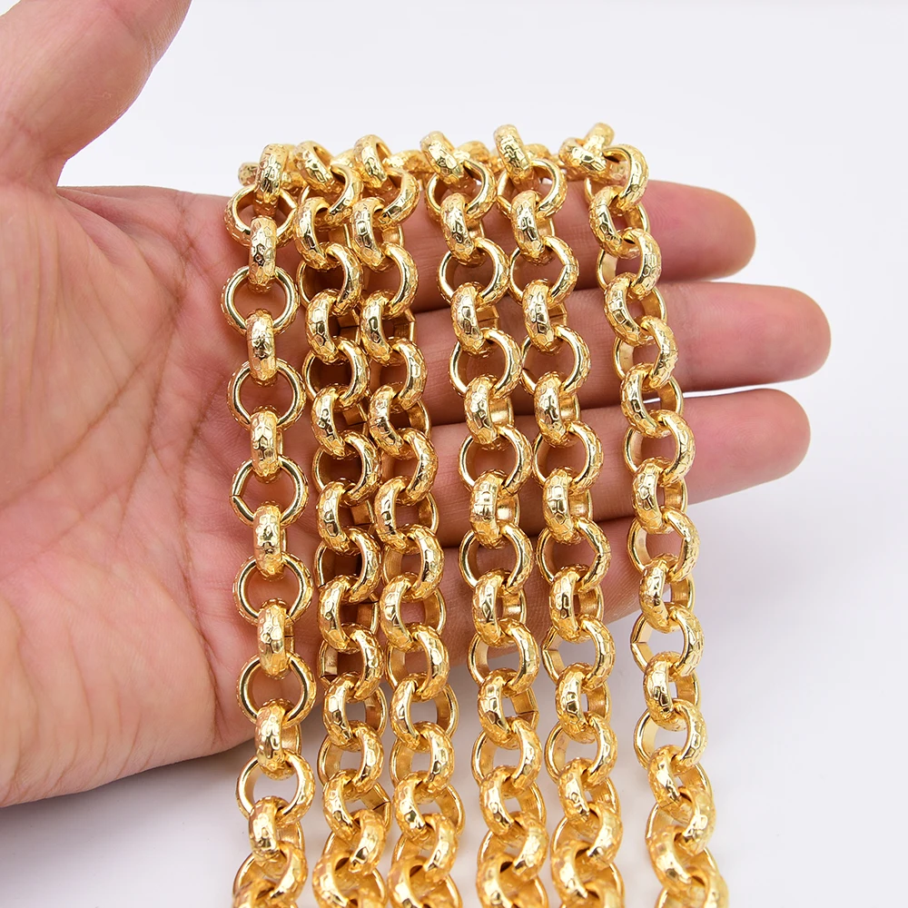 APDGG 1 Meter 12mm Bezel Set Gold Plated Copper Fashion Circle Chain Paperclip Necklace Bracelet Earring Making DIY