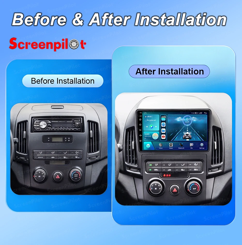 Android 16 For Hyundai I30 2006-2011 Car Radio Stereo Head Unit Multimedia Video Player GPS Navigation 2K QLED 9 Inch 5G 8 Core