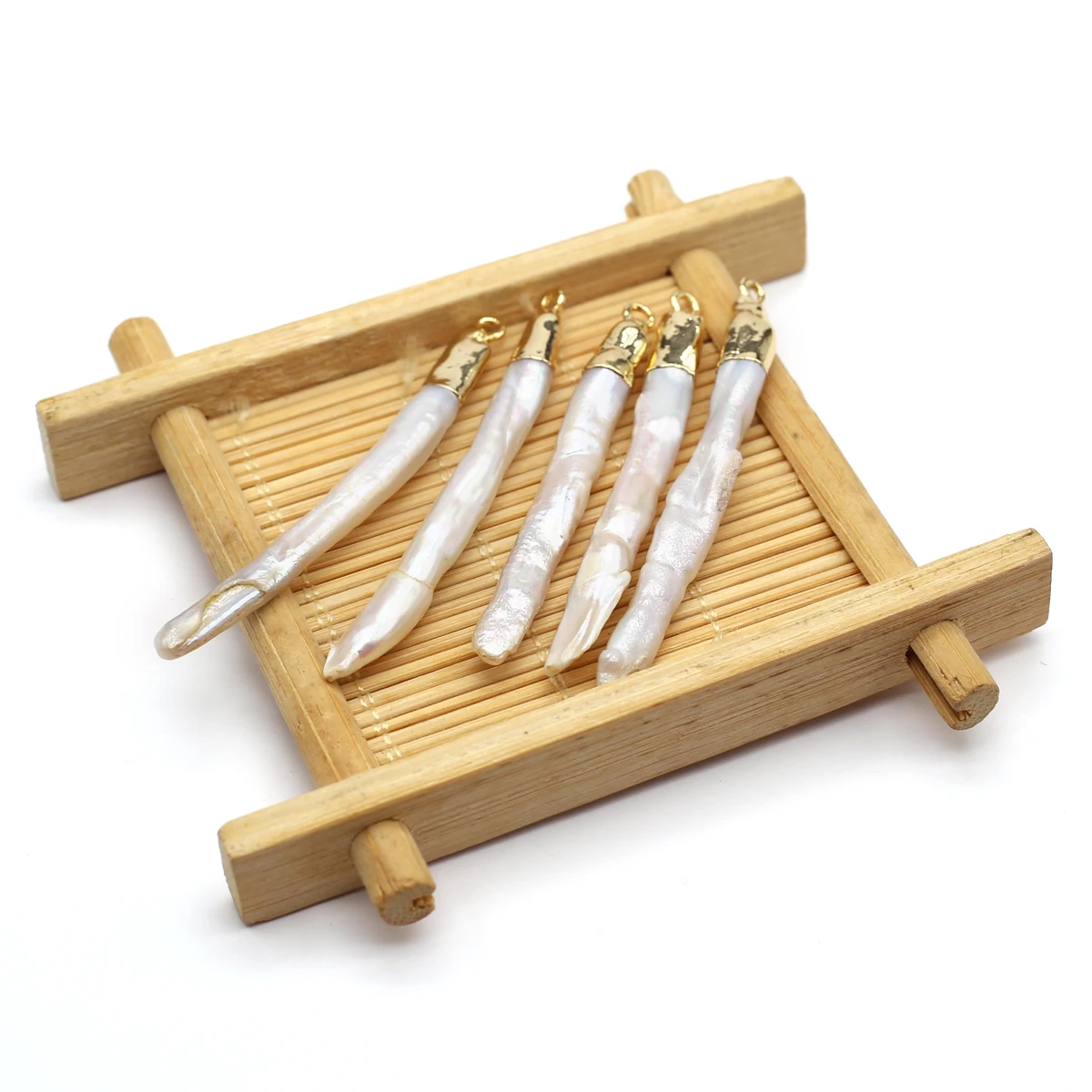 2PCS Natural Freshwater Pearl High-quality Baroque Ivory Shaped Pendant Jewelry Making DIY Necklace Earrings Accessories Gifts