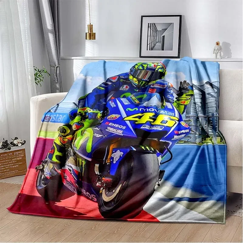 Motorcycle Fleet VR-46 Pattern Soft Throw Blanket Light Weight Flannel Blanket Suitable for Living Room/Bedroom Warm Blanket