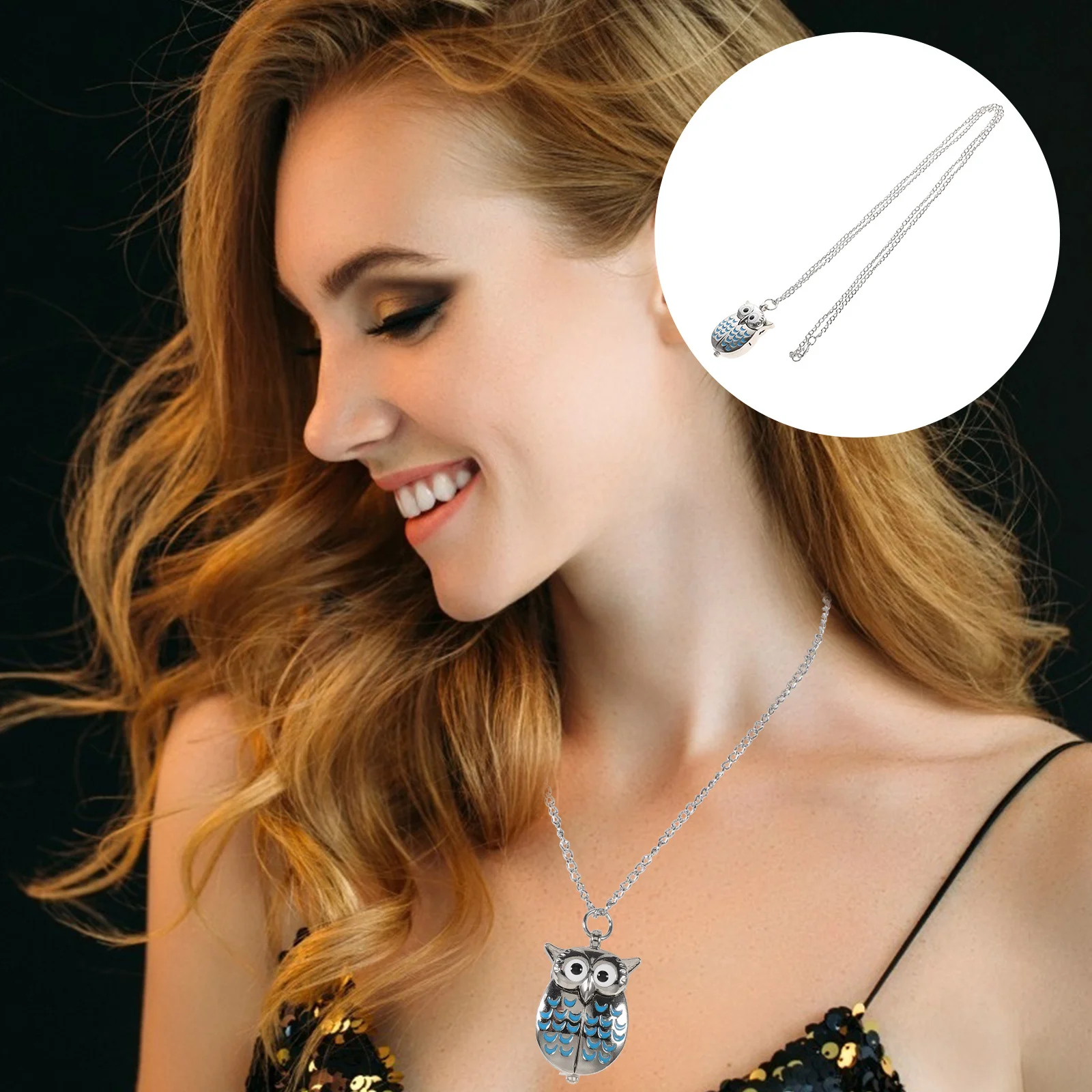 

Cartoon Owl Pocket Watch Necklace Pendant Premium Quartz Movement Elegant Fashion Jewelry Xmas Gift Pocket Watch