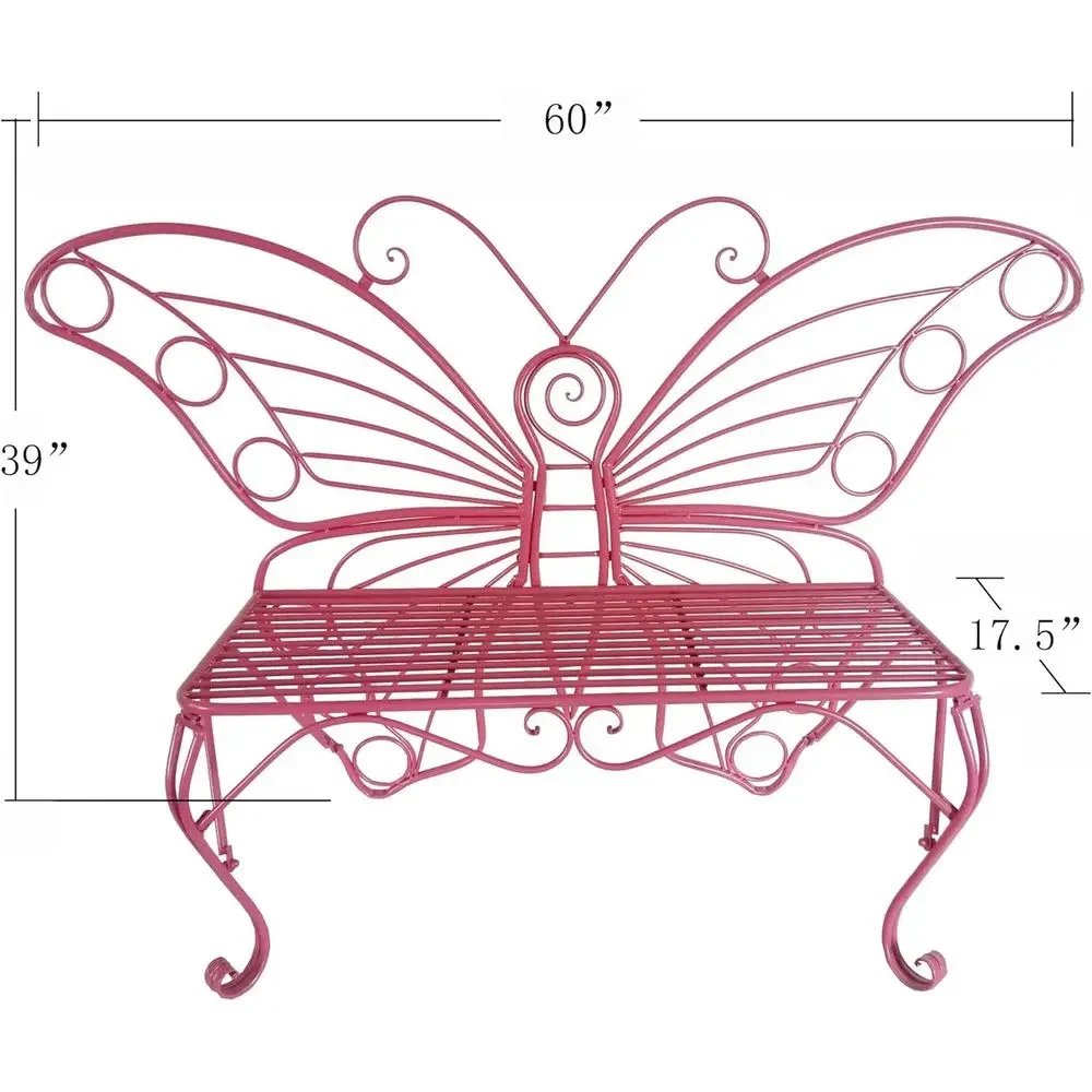 Elegant Pink Metal Bench: Captivating Outdoor Seating Enchantment
