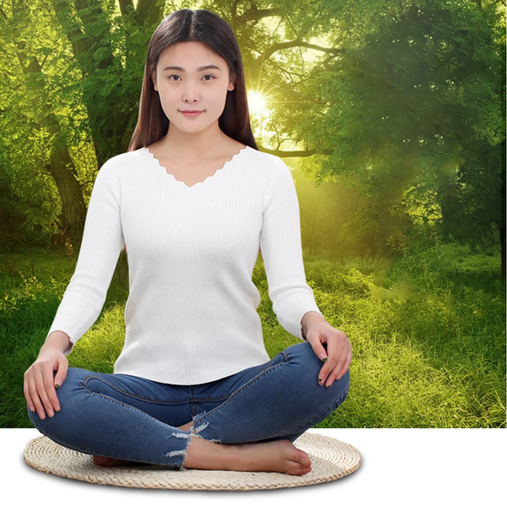 

Thick Straw Woven Mat Round Yoga Meditating Mat for Indoor Outdoor Use Exquisite Workmanship Easy to Maintain Corn Husk Cushion