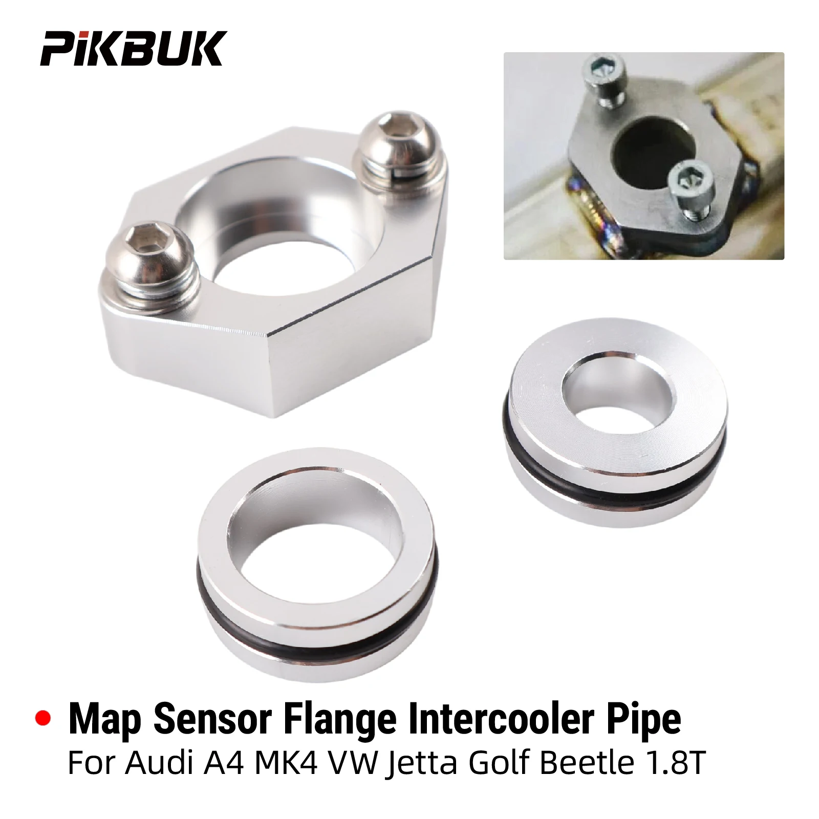 PIKBUK Aluminum Stainless Steel Map Sensor Flange Intercooler Pipe For Audi A4 MK4 VW Jetta Golf Beetle 1.8T