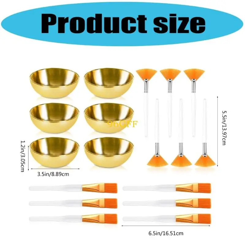 96gf 18pcs مستلزمات تجميل للوجه للوجه تعيين 6 أوعية الوجه الذهب