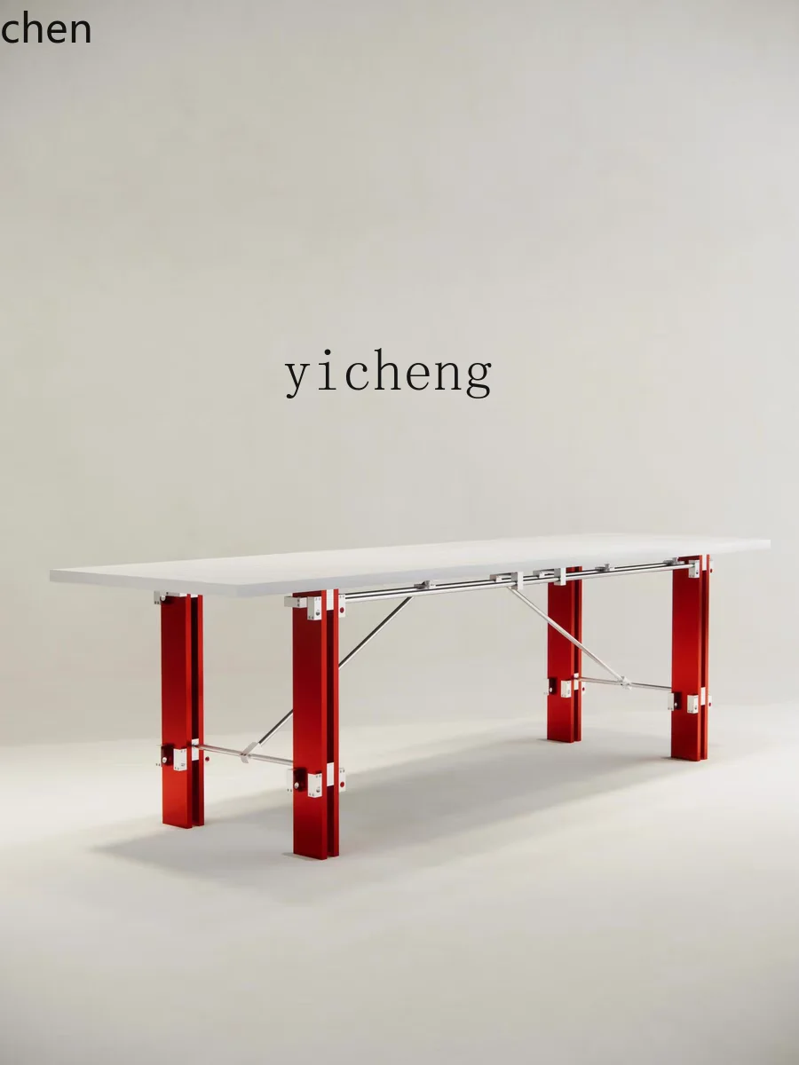 ZMLoptical axis stainless steel office computer desk household dining table simple light luxury rectangular desk workbench