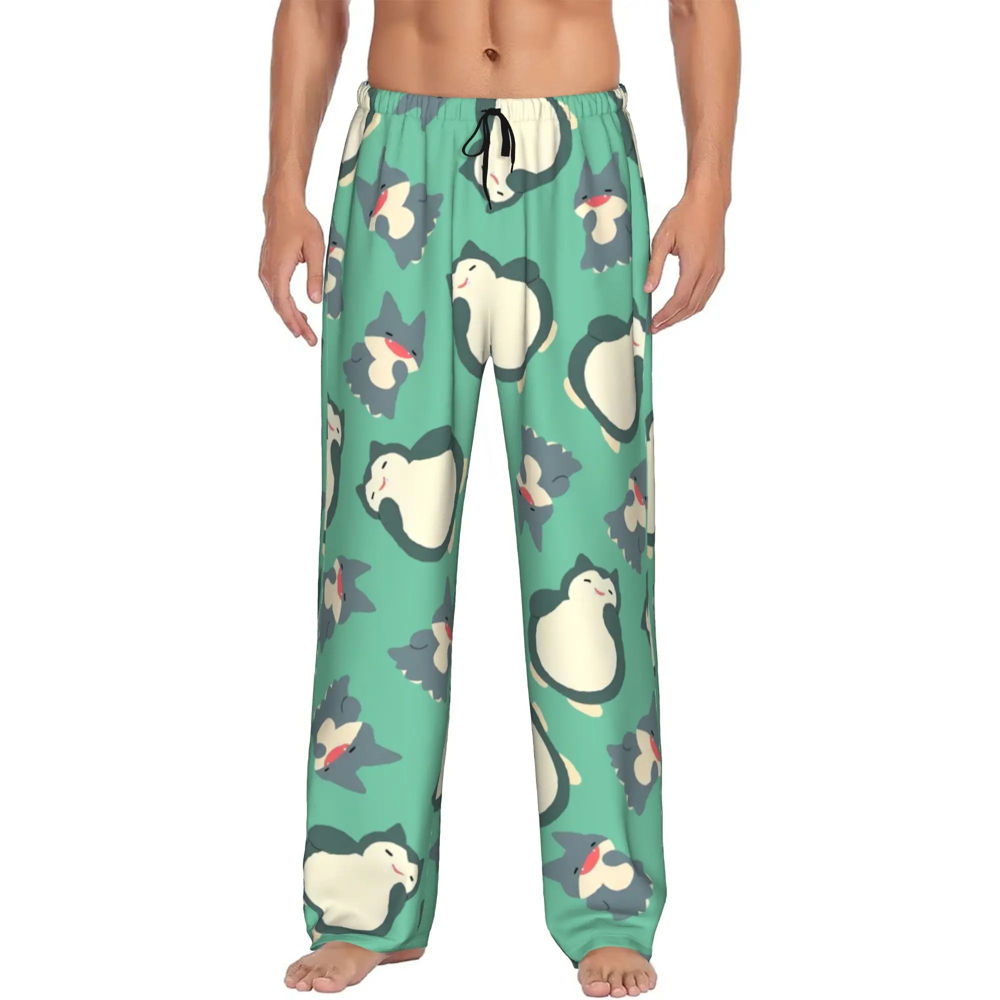 Custom Men's S-Snorlaxed Anime Pajama Pants Printed Monster Cartoon  Sleep Sleepwear Bottoms with Pockets