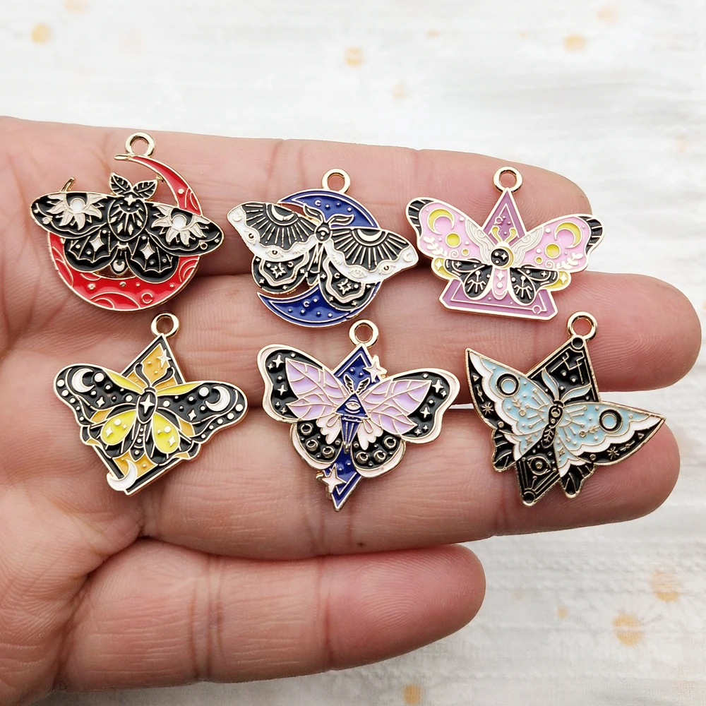 10pcs Butterfly Charm Jewelry Accessories Diy Making Enamel Necklace Earring Pendant Keychain Charms Alloy Metal Gold Plated