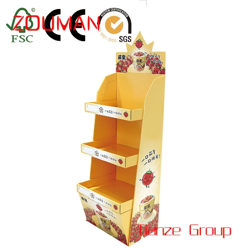 Custom , Custom Corrugated Floor Paper Cardboard Display Stand Rack Paper Shelf For Wine