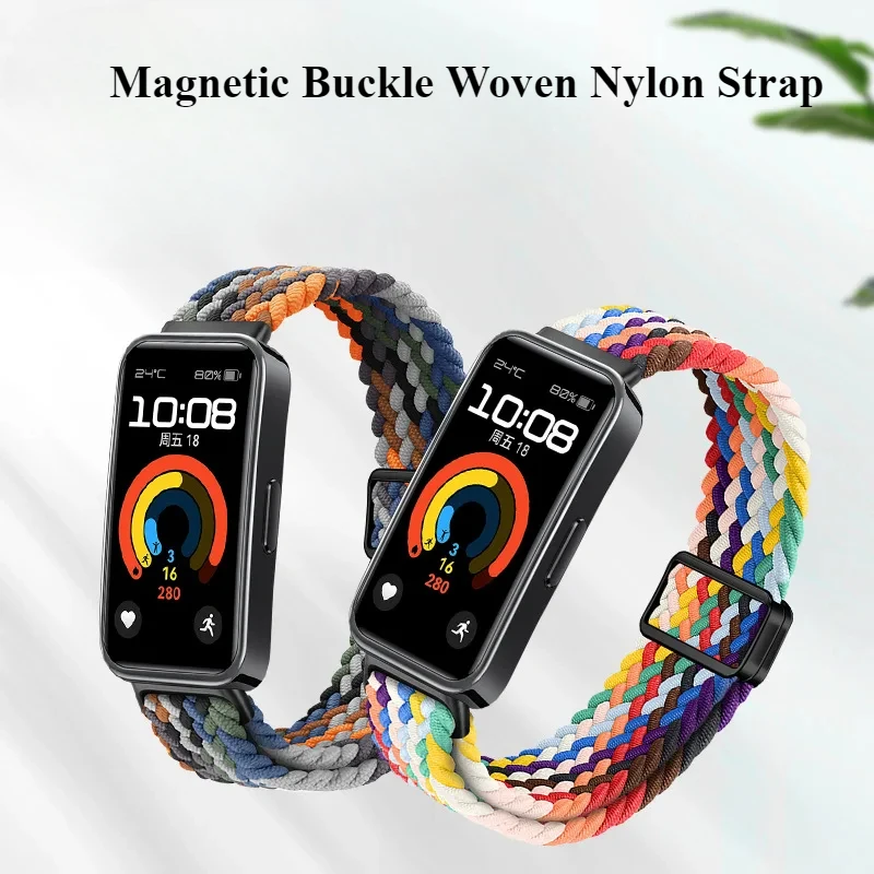 Magnetic Buckle Woven Nylon Strap for Huawei Band 9 Bracelet Fashion Women Replacement Wristband for Huawei Band 8 / 9 Watch