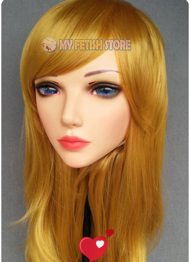 (Sha-04)Female Sweet Girl Resin Half Head Kigurumi BJD Eyes Crossdress Cosplay Japanese Anime Role Lolita Mask With Eyes And Wig