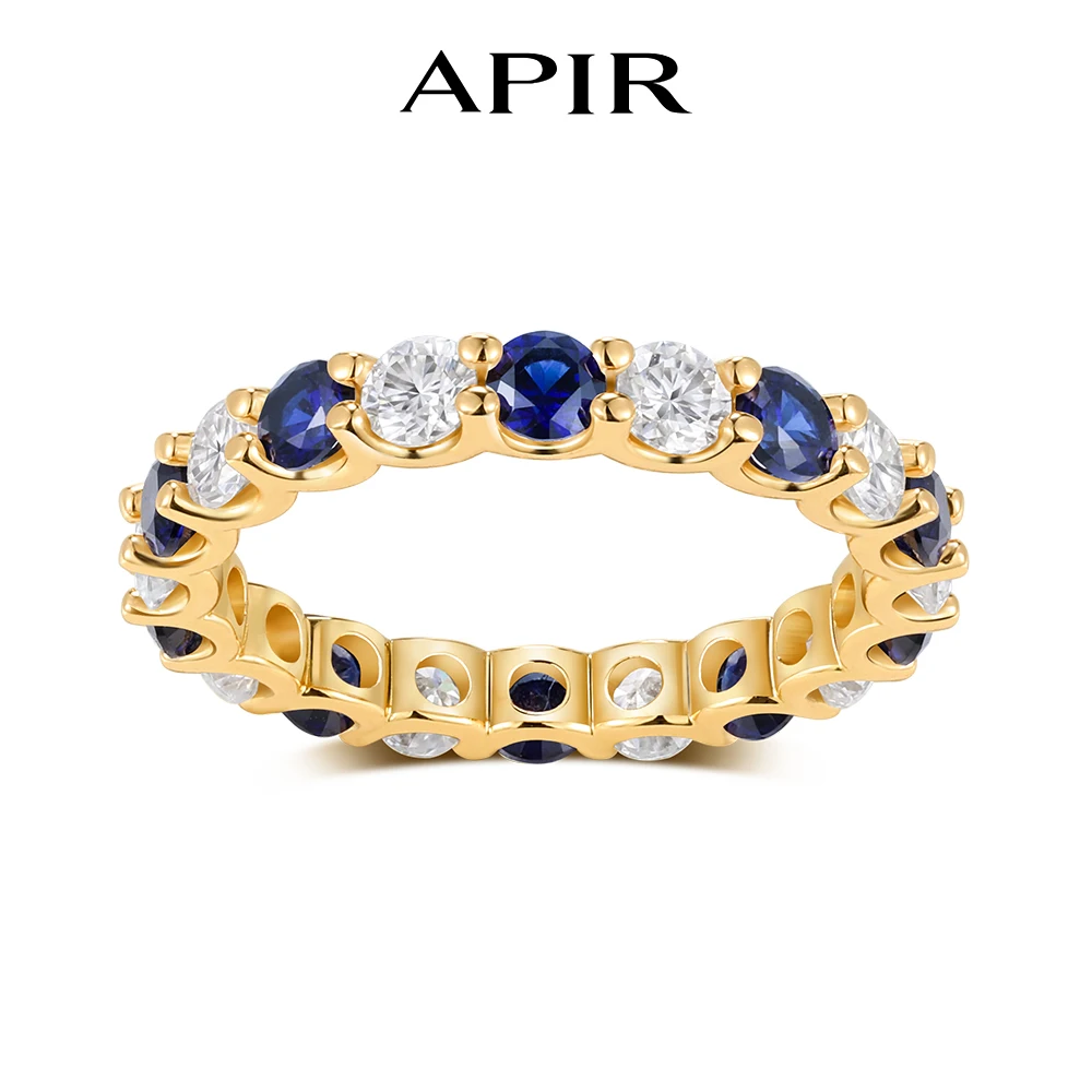 

APIR Lab Grown Sapphire Moissanite Eternity Ring for Women 925 Sterling Silver Stackable Rings Wedding Anniversary Jewelry Gifts