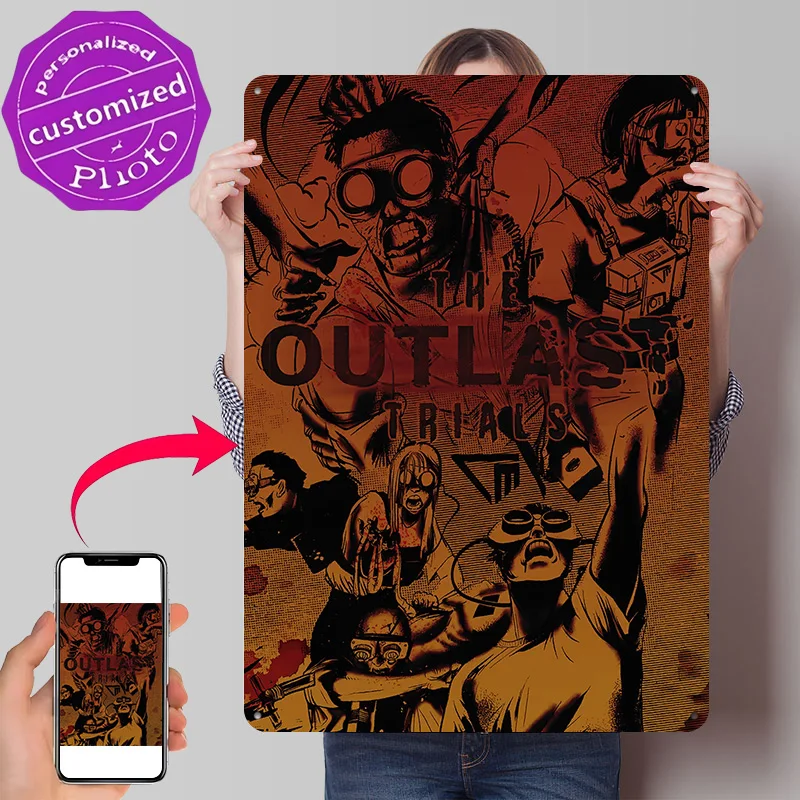 The Outlast Trials Game Art Personalized 3D Textured Metal Poster Wall Art Tinplate Sign for Wand Deko Bedroom Decoration Room
