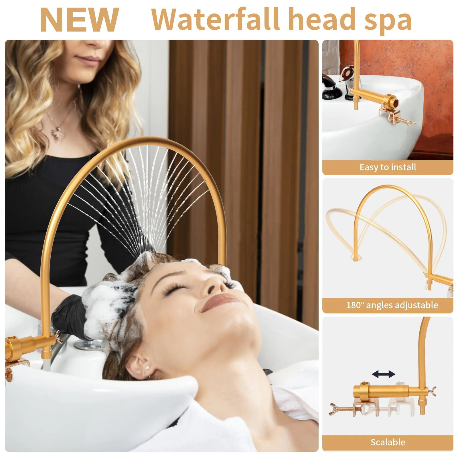 New Hair Salon Head Spa Water Outlet Pump Supplies,Stable Water Therapy Frame,Waterfall for Shampoo Sink,Massage Salon Equipment