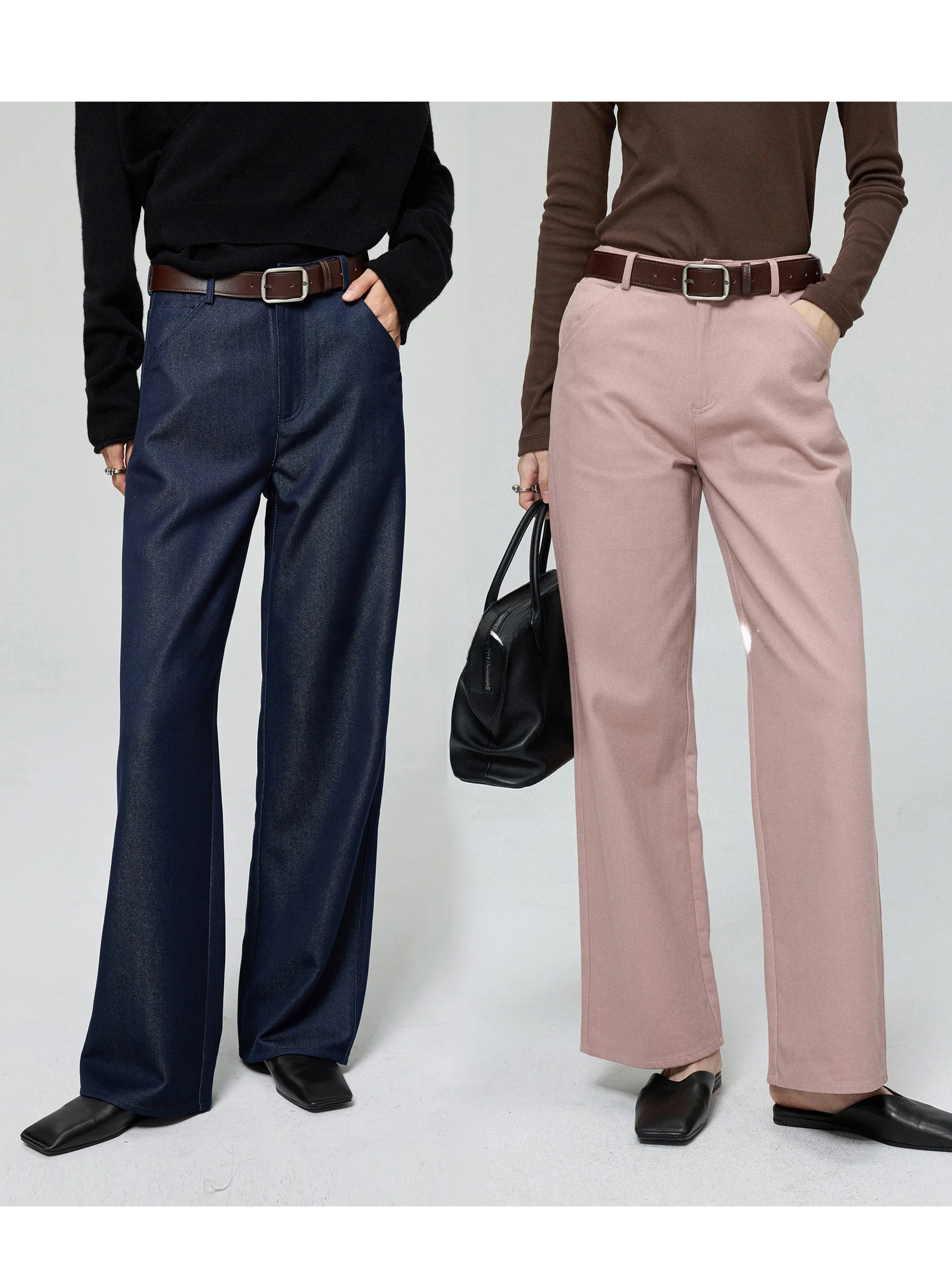 

FANLE STUDIOS винтажные прямые джинсы из шерсти, хлопка и шелка, текстура коровы, ветра, полоска, текстура, джинсы с высокой талией для женщин