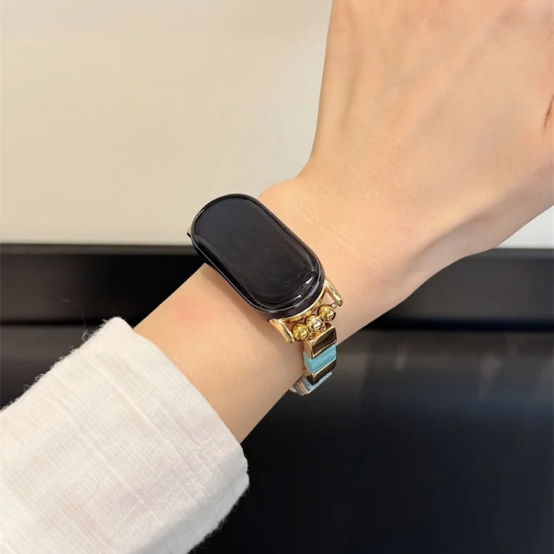 Colorful square pearls suitable for Huawei GT5/GT5 Pro/GT4/GT2/3/4 22mm/20mm/18mm fashionable watch straps
