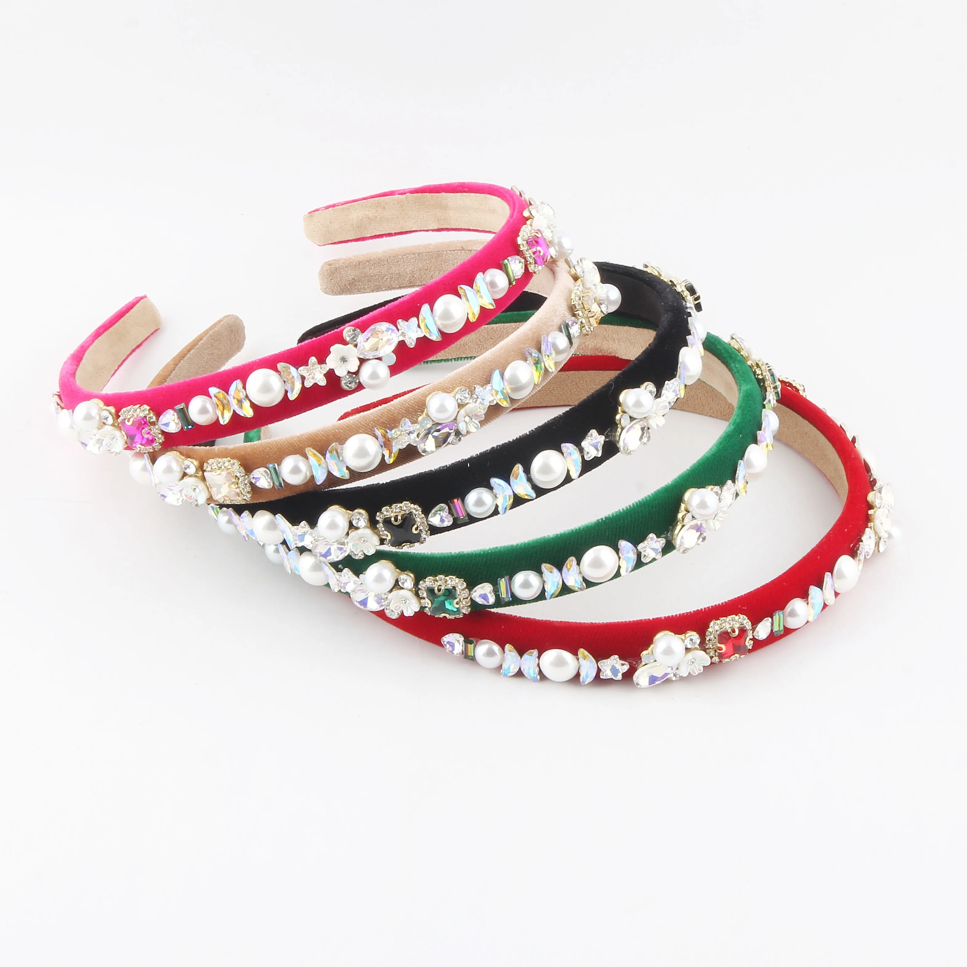 New Korean-Style Baroque Diamond-Encrusted Sponge Hairband For Women's Light Luxury And Simple Hair Accessory 437