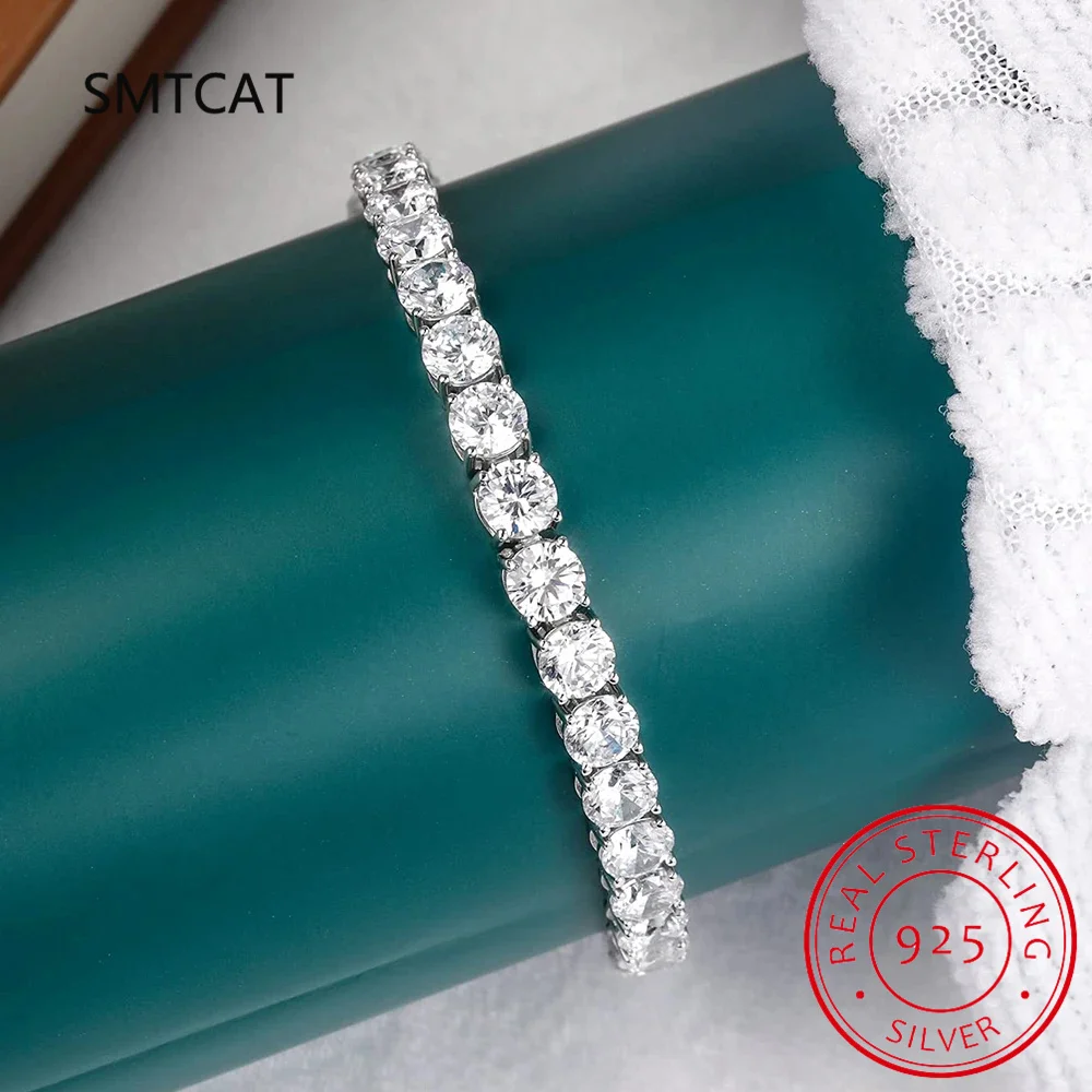 Full Moissanite Tennis Bracelet with Gra Certificate 925 Sterling Silver Plated 18k Gold 3-6.5mm Diamond Bracelets for Men Women