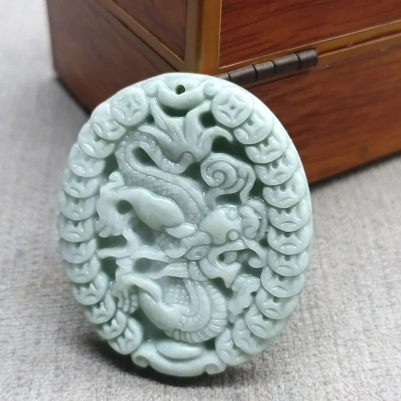 

Oval Dragon Play Bead Pendant, Exquisite Fashion Temperament Unisex Jade Pendant