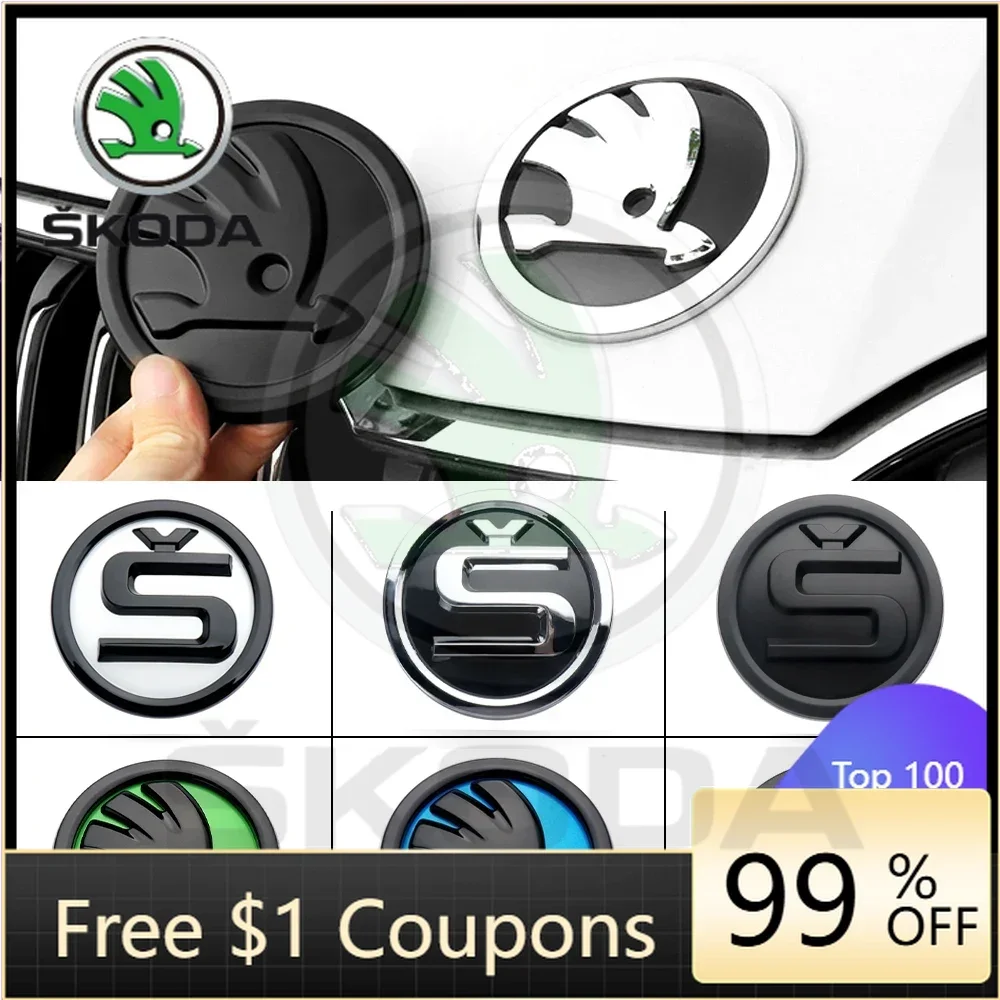 

Car Sticker 2026 New 80/90/100mm Car Front Hood Logo Replacement Sticker Trunk Badge For Skoda S Logo Octavia Mk3 Fabia 2 Superb