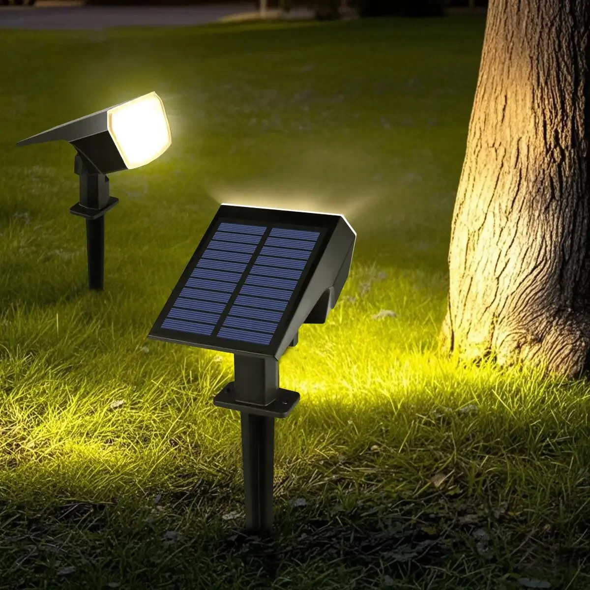 Built-in Large Capacity Battery LED Solar Floodlight Waterproof Spotlight Lamp Long Working Time for Garden Lawn Pathway