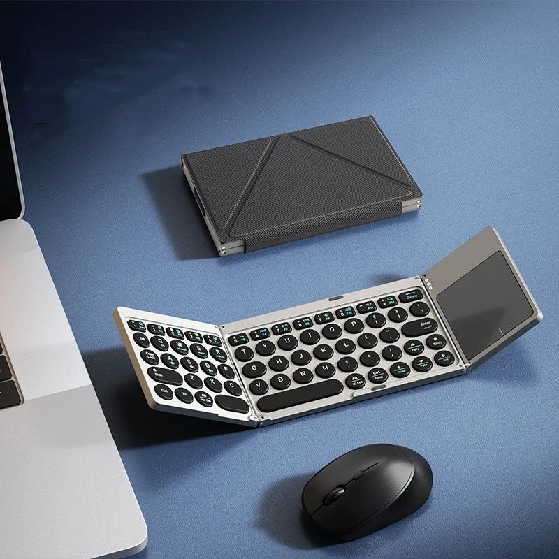 Foldable Special Design KF86 MAX Wireless Keyboard with Touch Pad BT for Laptop Phone Tablet and Leather Case