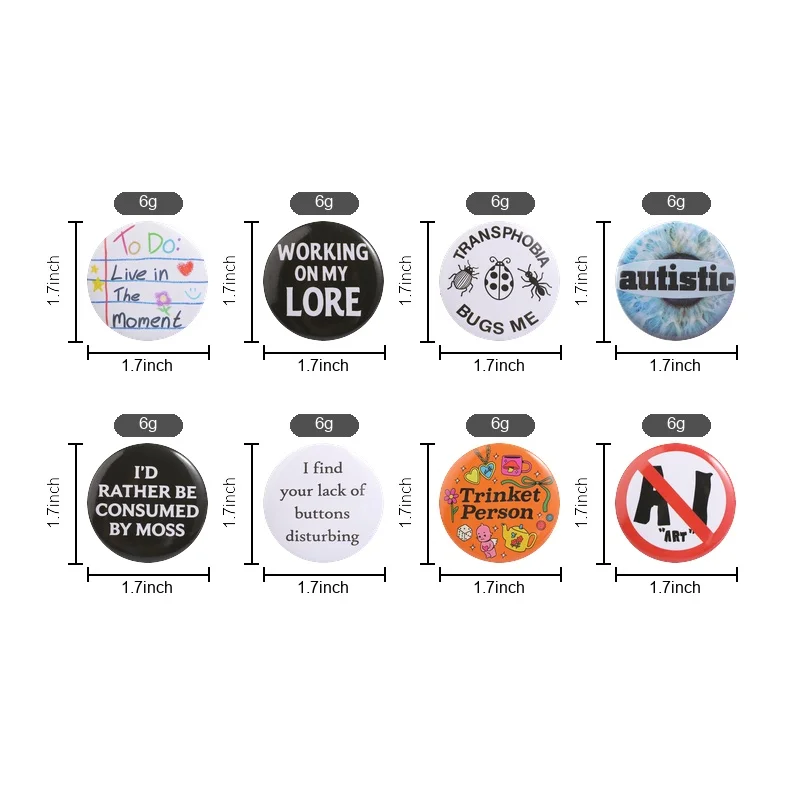 Novelty Quote Round Badge Trinket Person To Do List Button Pin Autistic Anti AI Art Brooch Live In The Moment Accessory