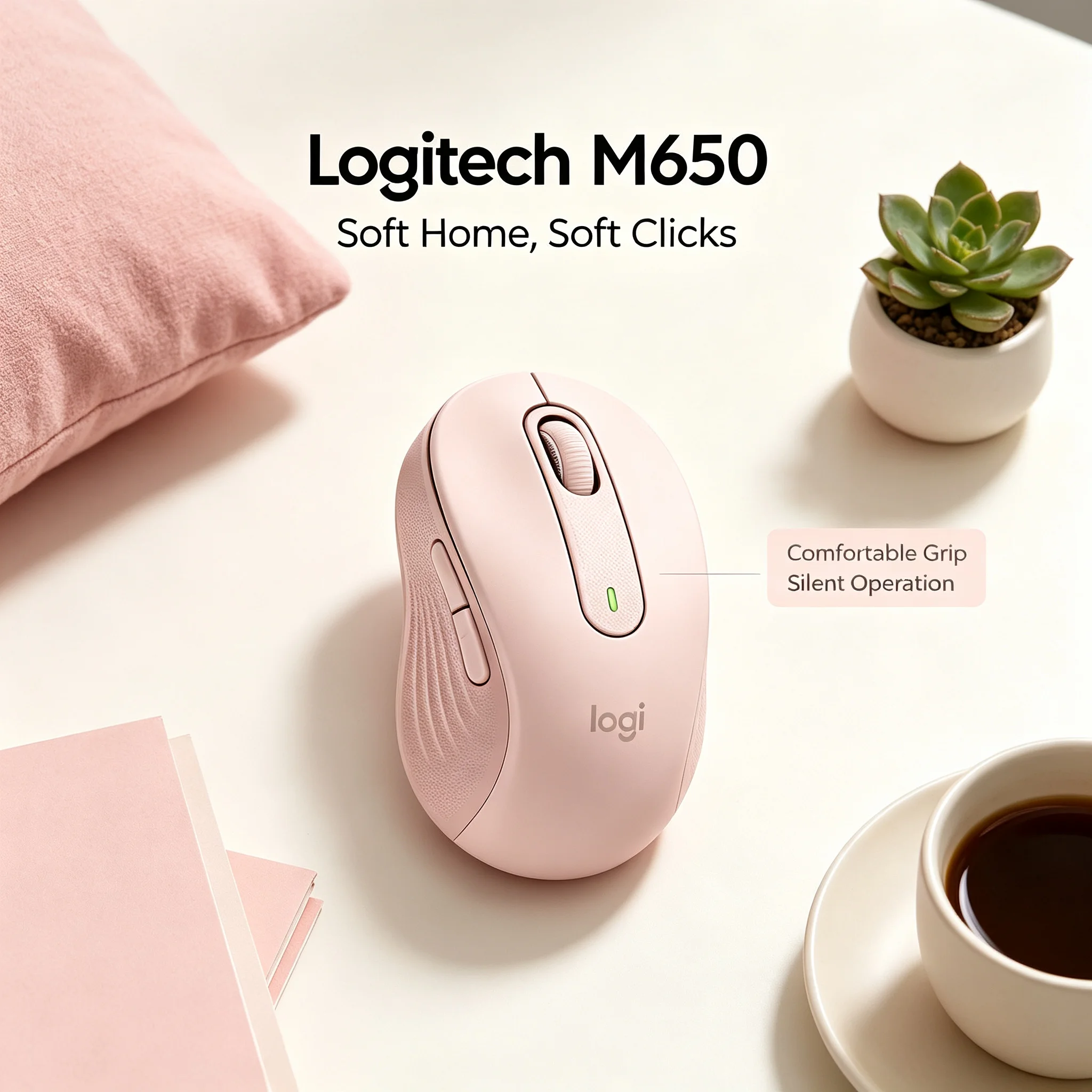 Logitech M650 Silent Bluetooth Wireless Mice Ergonomic Quiet Clicks Multi Pairing Desktop Laptop Office PC