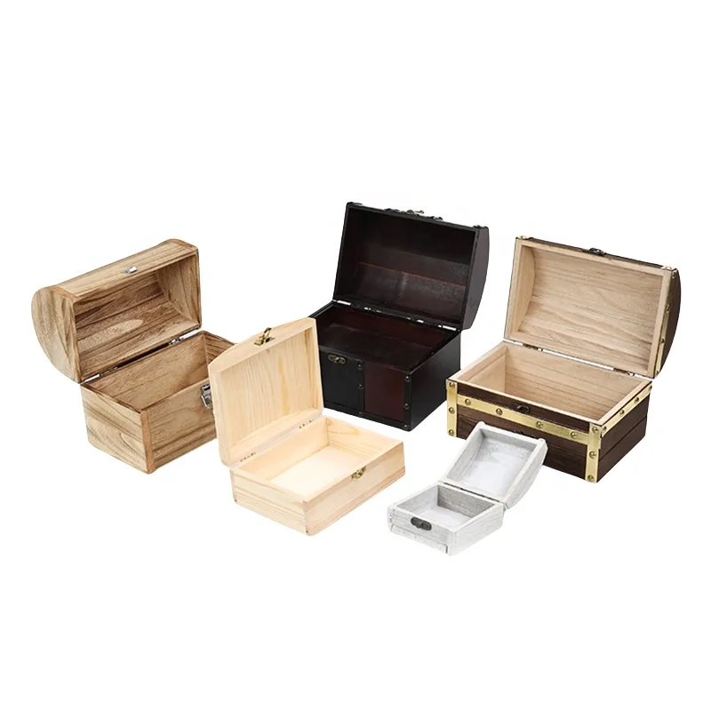 

Wooden Mini Treasure Box Unfinished Wooden Treasure Box Natural Unfinished Wood Ornament Gift Storage