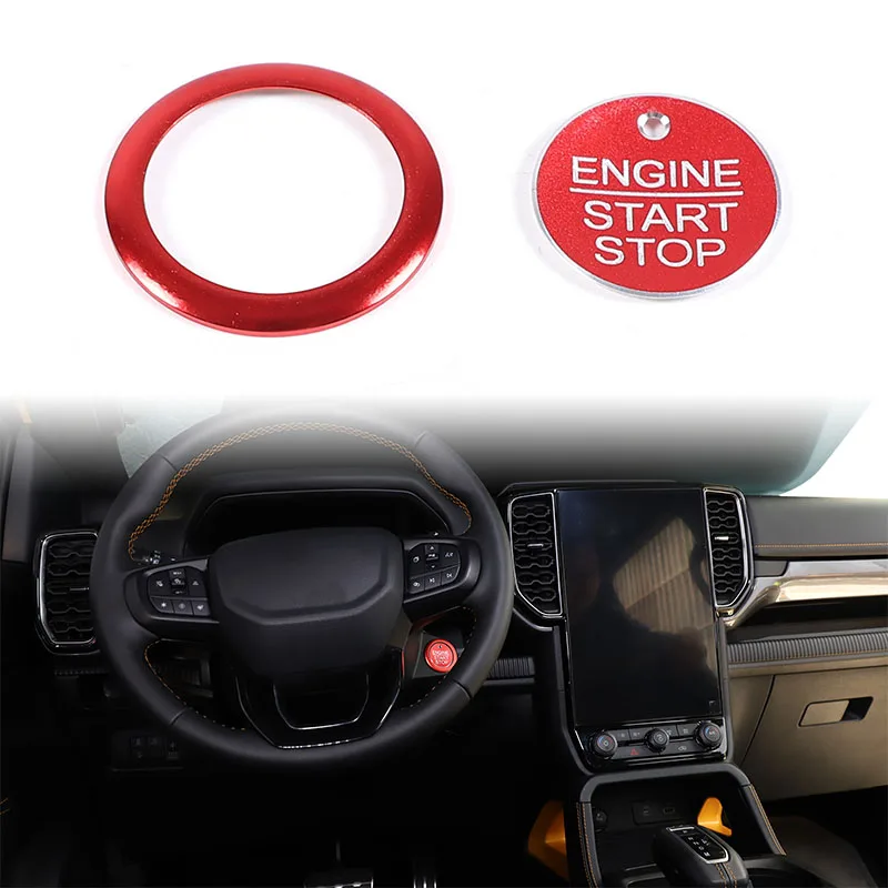 

One Click Start Button Trim Sticker Start Stop Key Decoration Cover Aluminum Alloy Car Accessory For Ford Ranger P703 2023-2026