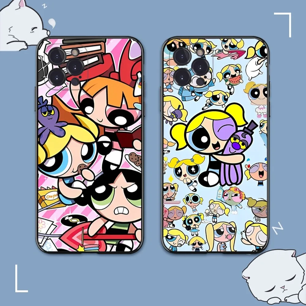 Cute Cartoon Power-puffs Girls Phone Case For iPhone 14 11 12 13 Mini Pro XS Max Cover 6 7 8 Plus X XR SE 2020 Funda Shell