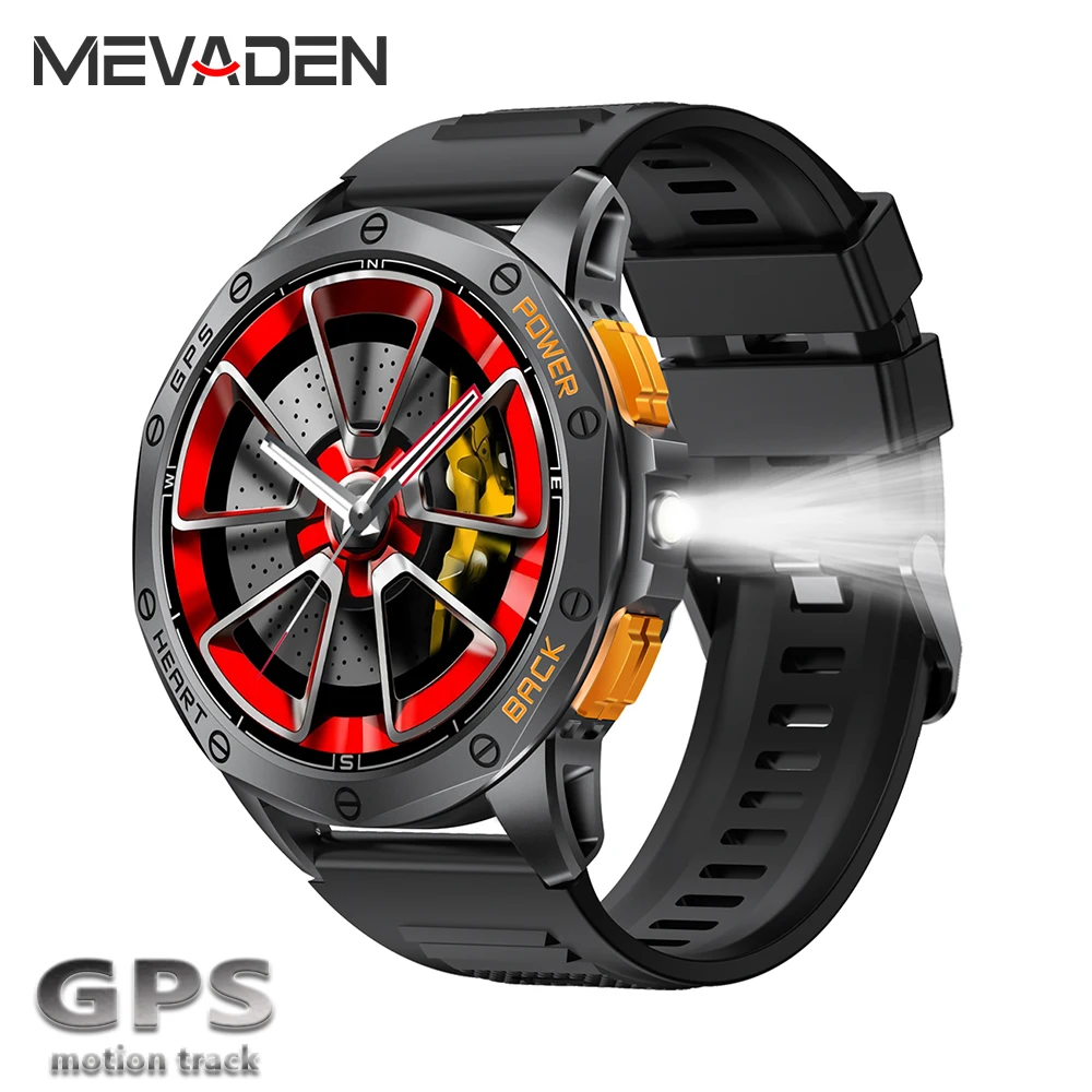 

MEVADEN 1.5" AMOLED Screen GPS Smart Watch Bluetooth Call Outdoor Compass Flashlight Sports Health Monitoring Smartwatch MD53