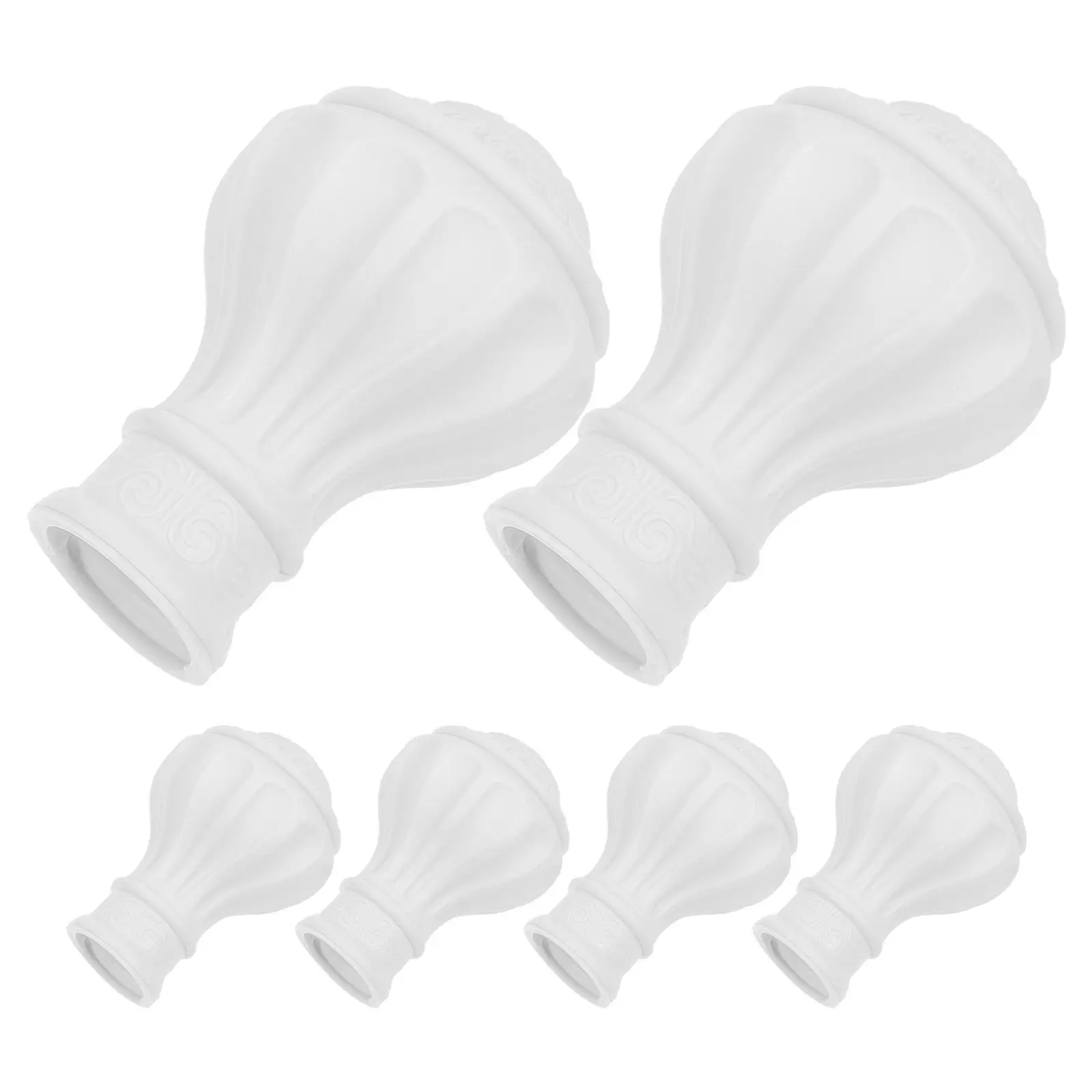 6Pcs Decorative Curtain Rod End Caps Plastic Drapery Finials Roman Rod Head Cover Living Room Window Treatment Accessories