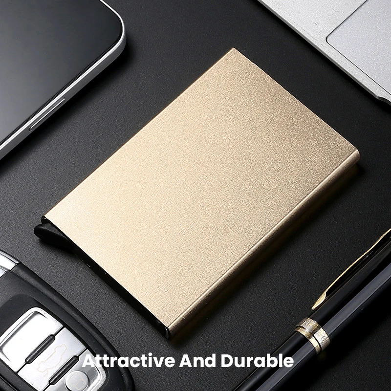 Slim Pop Up Wallet Minimalist Credit Card Holder For Men Women RFID Blocking Mini Metal Case image 5