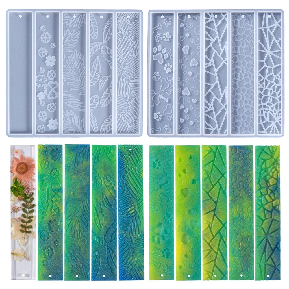 

Leaves Flower Bookmark Silicone Mold Wave Rectangle Bookmark Epoxy Resin Casting Molds for DIY Epoxy Resin Crafts Making Tools