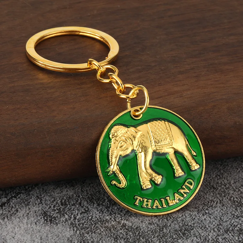 keychain thai Drip Glue National Features Round Ring Pendant Handbag Car Key Decoration Couple Gift