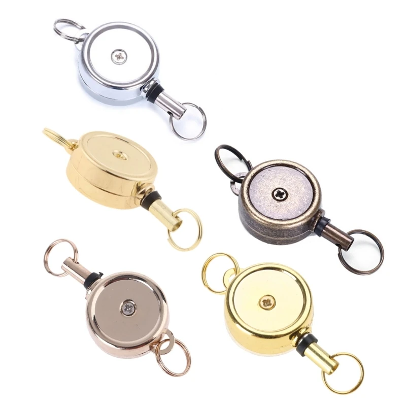 5 Colors for Creative Retractable Badge Holder Reel for Key Chain Zinc Alloy Keychain  Bag Keyring for Women Men