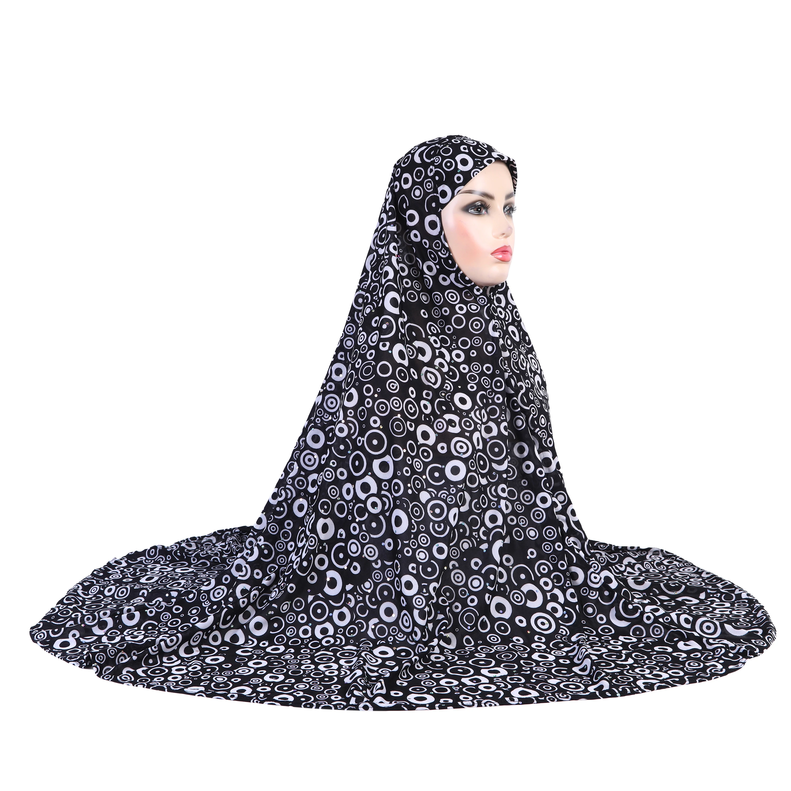 Extra Big Size Soft Printed XXXL muslim pray hijab amira pull on islamic scarf head wrap