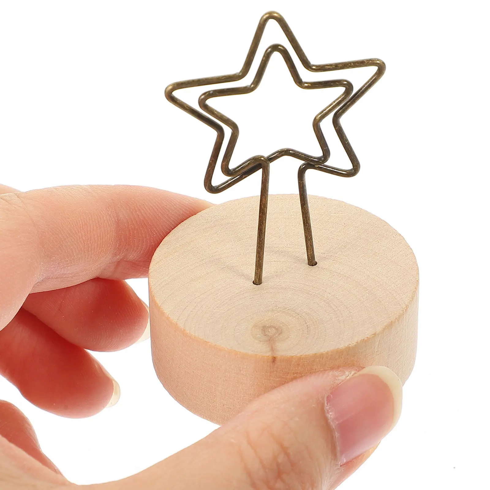 10Pcs Tabletop Memo Clip Stand Iron Wood Note Clip Holder Multi Function Picture Clips for Desk Jarrones Decorativos Para
