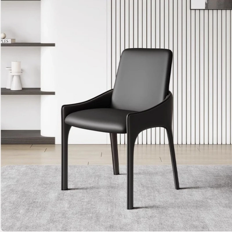 Modern Saddle Leather Dining Chair Scandinavian Desk Chair Minimalist Designer Armchair Home Office