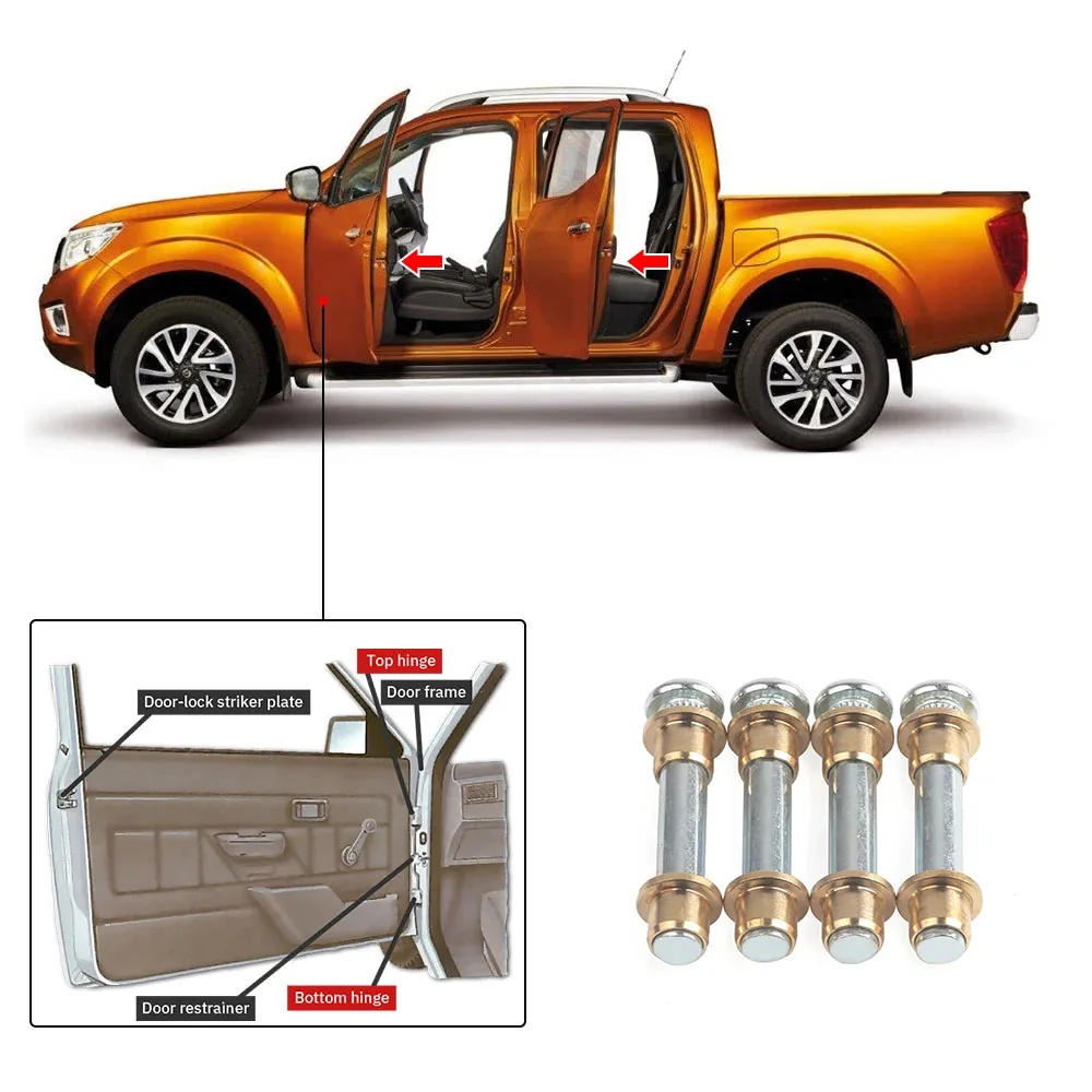 자동차 도어 힌지 핀 부싱 수리 조립 키트 세트, 닛산 navara 97-05 D22 고강도 부식 방지