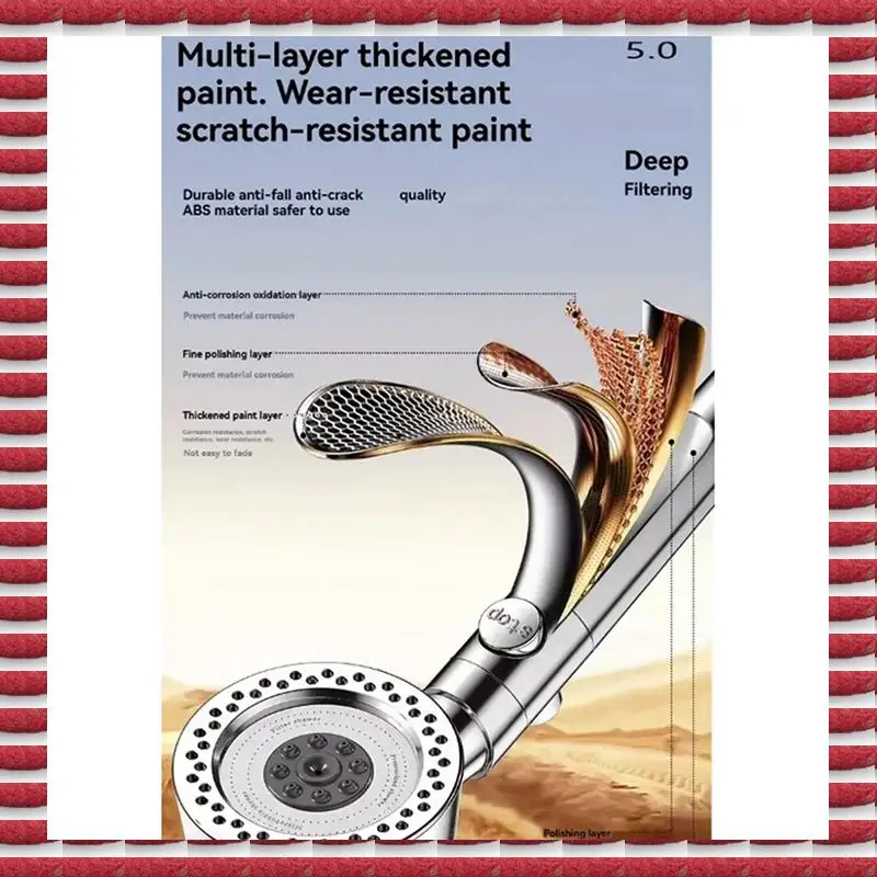 A97G Multi-Function Handheld Shower Head With 5 Settings, Water-Efficient Filter, One-Click Pause, Bathroom A